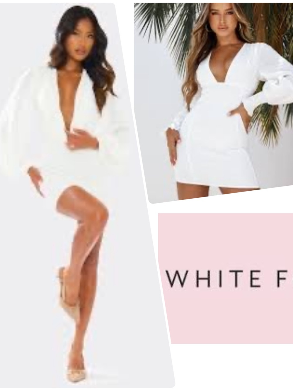 ‼️WOW‼️🤍Deep V-Neck Long Sleeve Mini Dress in White‼️